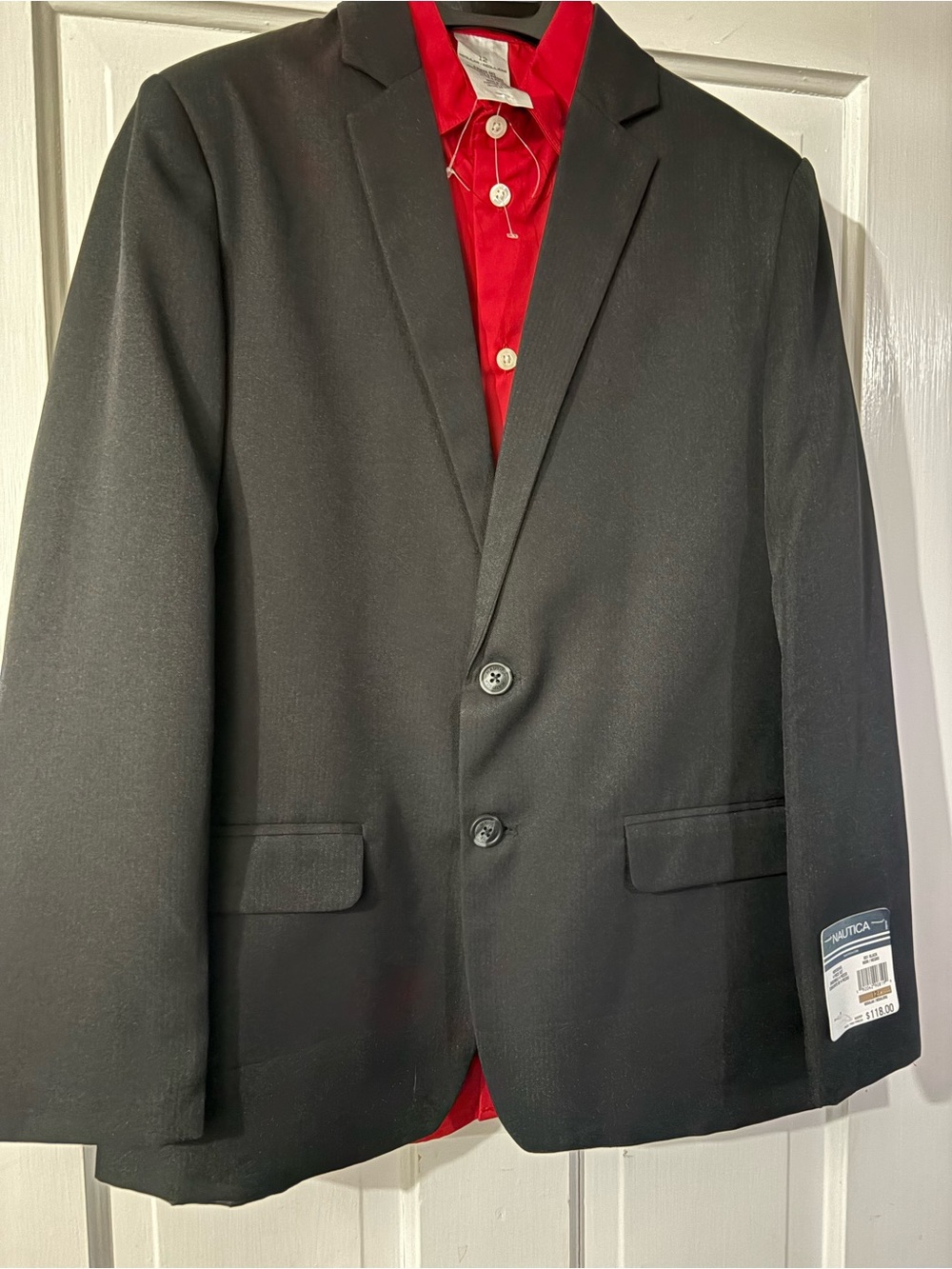 Nautica Black Sport Coat with Red Lining Accent